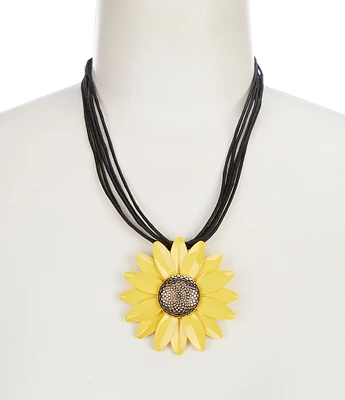 Dillard's Yellow Sunflower Short Pendant Necklace