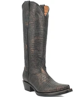 Dingo Athena Crocodile Embossed Leather Western Boots