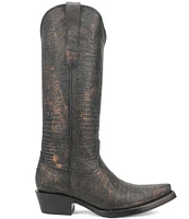 Dingo Athena Crocodile Embossed Leather Western Boots