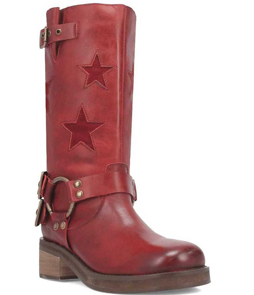 Dingo Blacklist Leather Laser Cut Star Moto Boots