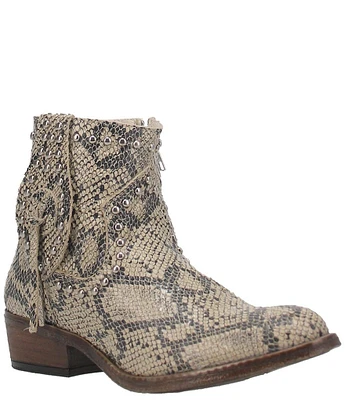 Dingo Clementine Snake Print Leather Studded Western Booties