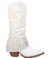 Dingo Eye Candy Denim Rhinestone Fold Over Western Boots