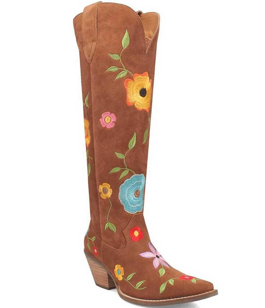 Dingo Flower Power Suede Embroidered Western Boots