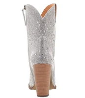 Dingo Neon Moon Rhinestone Embellished Leather Western Mid Boots