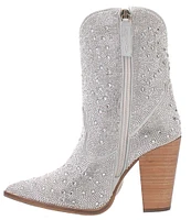 Dingo Neon Moon Rhinestone Embellished Leather Western Mid Boots