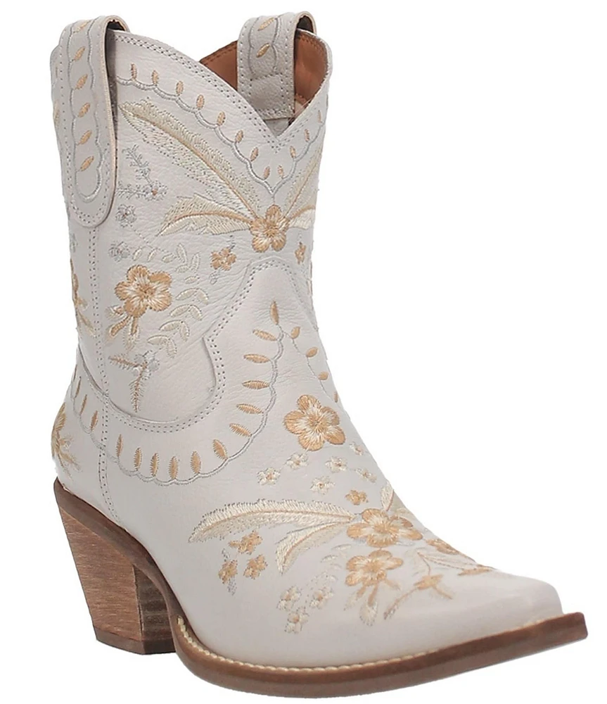 Dingo Primrose Leather Feather & Floral Embroidered Western Booties