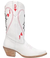 Dingo Queen A Hearts Embroidered Leather Mid Western Boots