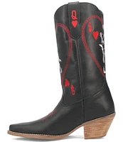 Dingo Queen A Hearts Embroidered Leather Mid Western Boots