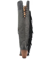 Dingo Sky High Over The Knee Distressed Leather Fringe Western Boots