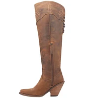 Dingo Sky High Over The Knee Distressed Leather Fringe Western Boots