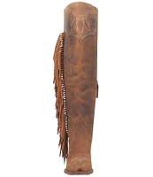 Dingo Sky High Over The Knee Distressed Leather Fringe Western Boots