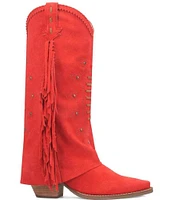 Dingo Spirit Trail Suede Fold Over Fringe Western Boots