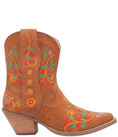 Dingo Sugar Bug Suede Floral Embroidered Western Booties