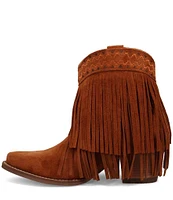 Dingo Tapadero Suede Fringe Western Booties