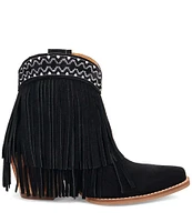 Dingo Tapadero Suede Fringe Western Booties