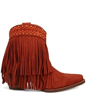 Dingo Tapadero Suede Fringe Western Booties