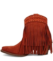 Dingo Tapadero Suede Fringe Western Booties