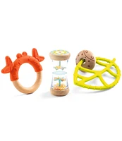 Djeco Baby White 3-Piece Teether & Rattle Set