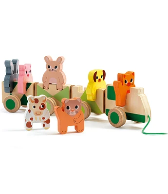 Djeco Trainimo Farm Wooden Pull-Along Activity Toy