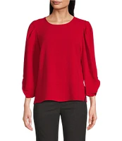 DKNY by Donna Karan 3/4 Scrunch Sleeve Round Neck Top