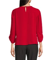 DKNY by Donna Karan 3/4 Scrunch Sleeve Round Neck Top