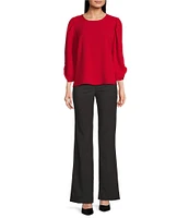 DKNY by Donna Karan 3/4 Scrunch Sleeve Round Neck Top