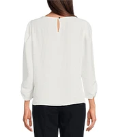 DKNY by Donna Karan 3/4 Scrunch Sleeve Round Neck Top