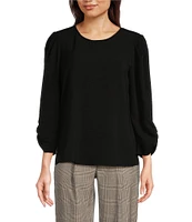 DKNY by Donna Karan 3/4 Scrunch Sleeve Round Neck Top