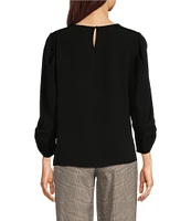 DKNY by Donna Karan 3/4 Scrunch Sleeve Round Neck Top