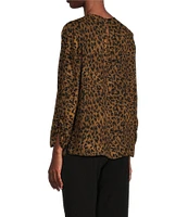 DKNY by Donna Karan Animal Print Seersucker 3/4 Sleeve Blouse