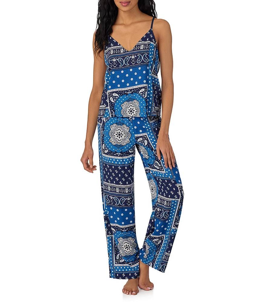 DKNY Bandana Print Sleeveless V-Neck Woven Pant Pajama Set