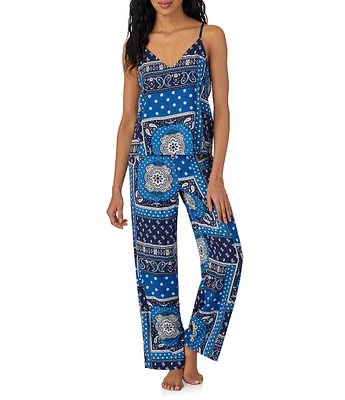 DKNY Bandana Print Sleeveless V-Neck Woven Pant Pajama Set