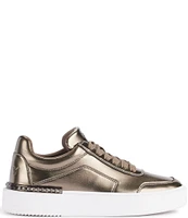 DKNY by Donna Karan Beverley Metallic Leather Lace Up Platform Sneakers