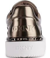 DKNY by Donna Karan Beverley Metallic Leather Lace Up Platform Sneakers