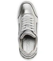 DKNY by Donna Karan Beverley Metallic Leather Lace Up Platform Sneakers