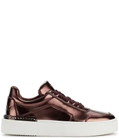 DKNY by Donna Karan Beverley Metallic Leather Lace Up Platform Sneakers