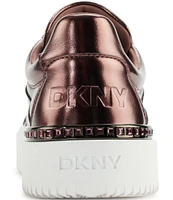 DKNY by Donna Karan Beverley Metallic Leather Lace Up Platform Sneakers