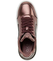 DKNY by Donna Karan Beverley Metallic Leather Lace Up Platform Sneakers