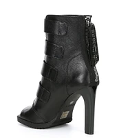 DKNY by Donna Karan Blake Strappy Leather Peep Toe Stiletto Booties