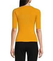 DKNY by Donna Karan Buttoned Elbow Sleeve Sweater Knit Top