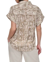 DKNY by Donna Karan Burnout Short Sleeve Button Front Shirt
