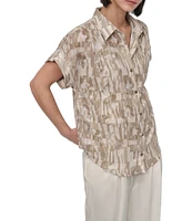 DKNY by Donna Karan Burnout Short Sleeve Button Front Shirt