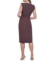 DKNY by Donna Karan Cap Sleeve Front Slit Sheath Dress
