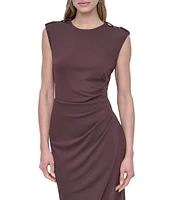 DKNY by Donna Karan Cap Sleeve Front Slit Sheath Dress