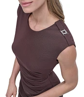 DKNY by Donna Karan Cap Sleeve Front Slit Sheath Dress