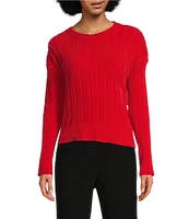 DKNY by Donna Karan Chenille Crew Neck Long Sleeve Sweater