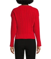 DKNY by Donna Karan Chenille Crew Neck Long Sleeve Sweater