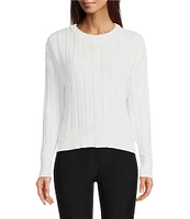 DKNY by Donna Karan Chenille Crew Neck Long Sleeve Sweater