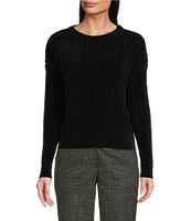 DKNY by Donna Karan Chenille Crew Neck Long Sleeve Sweater