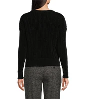 DKNY by Donna Karan Chenille Crew Neck Long Sleeve Sweater